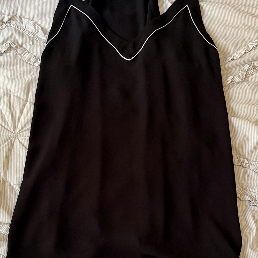LOFT Black Top with White Accents